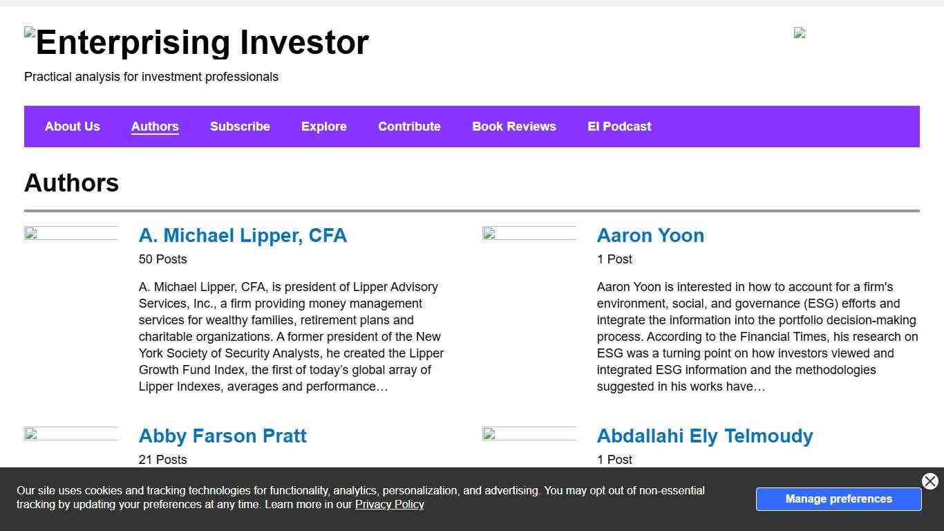 Authors - CFA Institute Enterprising Investor