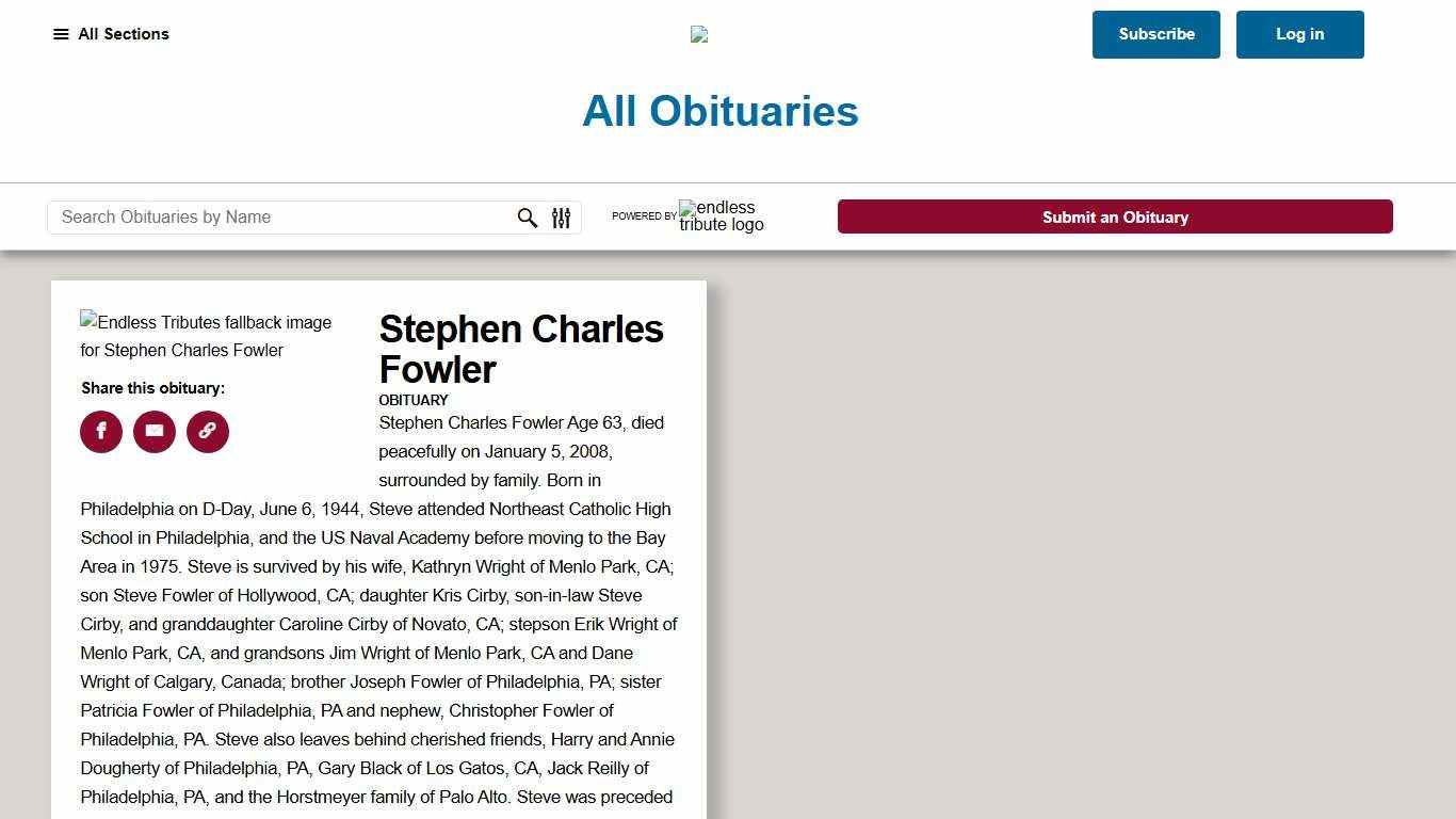 Stephen Fowler Obituary - CA